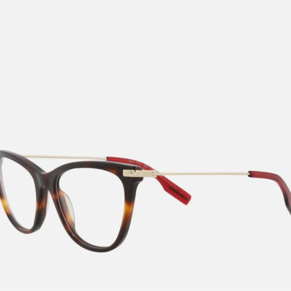 Alexander McQueen Brown and Red Cat-Eye Glasses